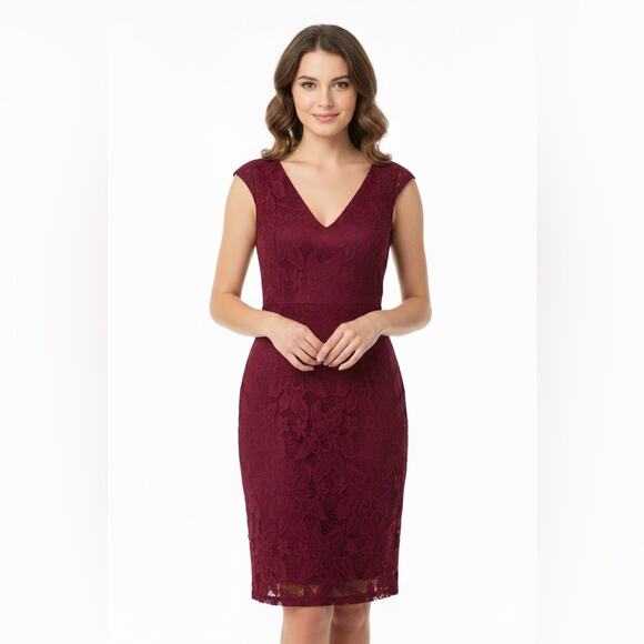 Ryan Michelle Dresses & Skirts - [JUST IN] NWT RYAN MICHELLE Burgundy Lace Dress Sz S